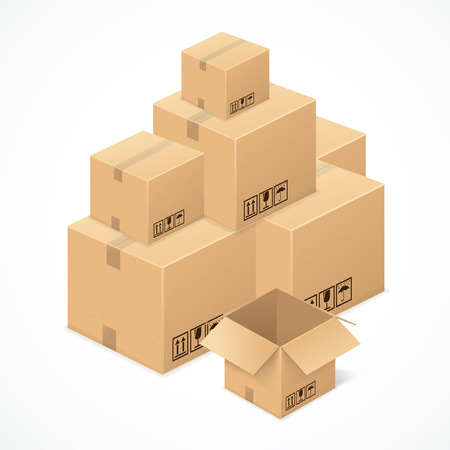 Cardboard boxes isolated on white background .のイラスト素材