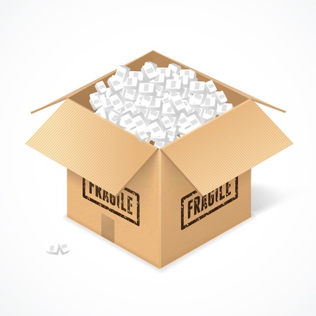 Opened cardboard box, isolated on white background. Packageのイラスト素材