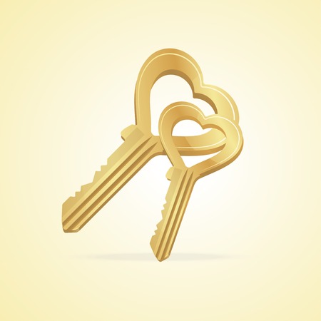 The key heart and love on whiteのイラスト素材