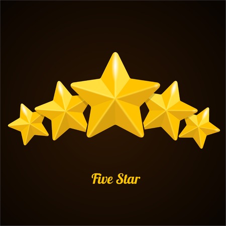 Vector rating with five stars concept on black backgroundのイラスト素材