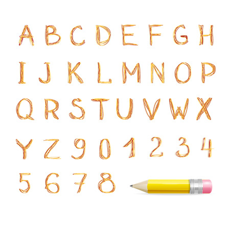 Vector Hand drawn font. Doodle style on whiteのイラスト素材