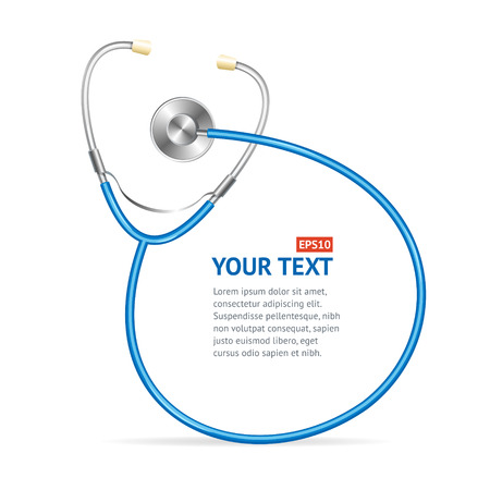 Vector illustration blue Stethoscope with place for text.のイラスト素材