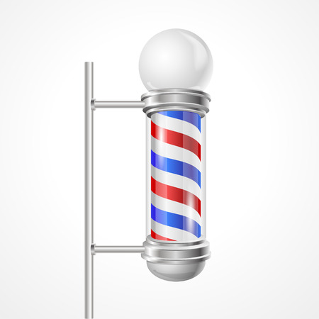 Vector illustration baber shop pole with lamp isolated on white.のイラスト素材