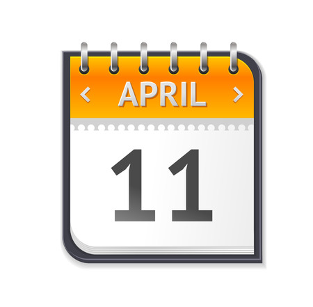 Vector illustration Calendar April Eleven isolated on a white background. Flat Designのイラスト素材