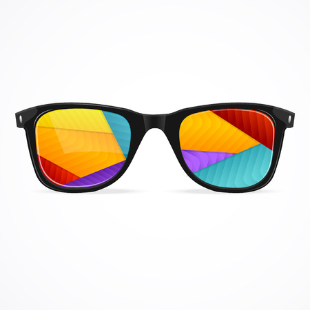 Vector Illustration sunglasses rainbow abstract background isolated on a whiteのイラスト素材