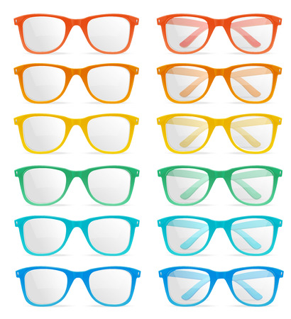 Vector Illustration glasses color set isolated on a white background. Fashionable summer accessoryのイラスト素材
