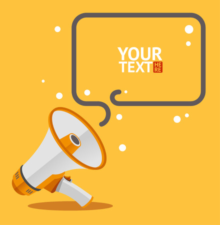Megaphone text bubble card. Flat Designのイラスト素材