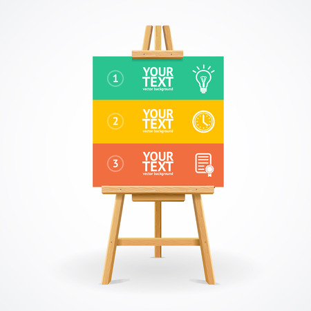 Wooden easel option banner or your content. Vector illustrationのイラスト素材