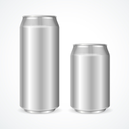 Aluminum Cans Empty 500 and 330 ml. Vector illustrationのイラスト素材