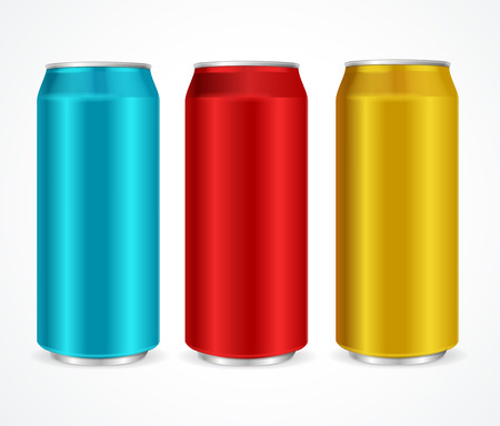 Aluminum Different Colors Cans Ideal for Juice, Water, Cola, Beer, Alcohol and Lemonade etc. Vector illustrationのイラスト素材