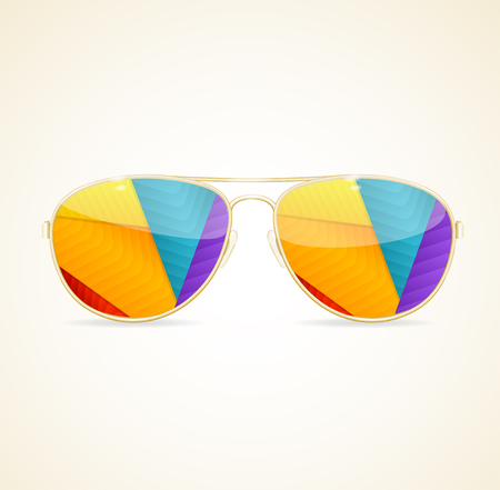 Aviator Sunglasses Gold Concept. Stylish summer accessory. Vector illustrationのイラスト素材