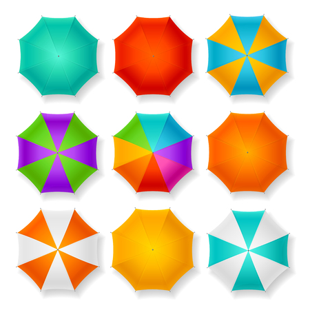 Set of Nine Different Umbrellas. Vector illustrationのイラスト素材
