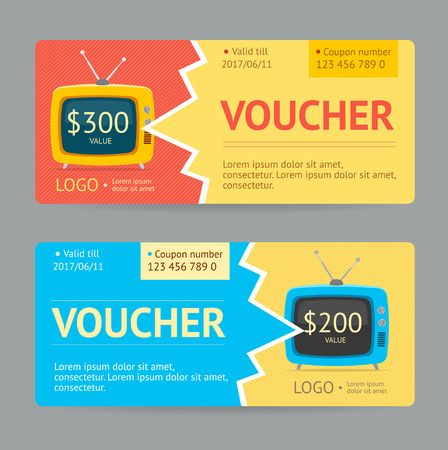 Gift Voucher Template. The concept of winning. Vector illustrationのイラスト素材