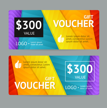 Gift Voucher Blank with Bright Abstract Pattern. Vector illustrationのイラスト素材