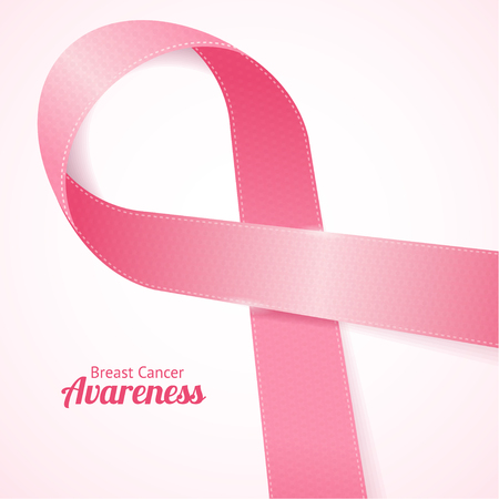 Breast Cancer Ribbon Poster with Text. Vector illustrationのイラスト素材