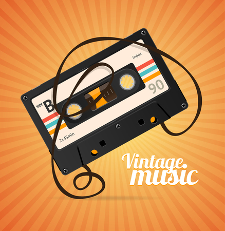 Vintage Music Background over Orange. Vector illustrationのイラスト素材