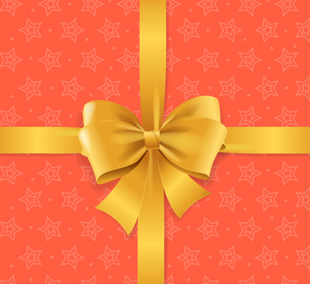 Present Background With A Golden Bow. Luxurious Style. Vector illustrationのイラスト素材