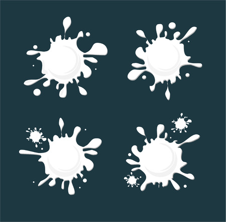 White Drop Blot Set. Paint Splash. Vector illustrationのイラスト素材