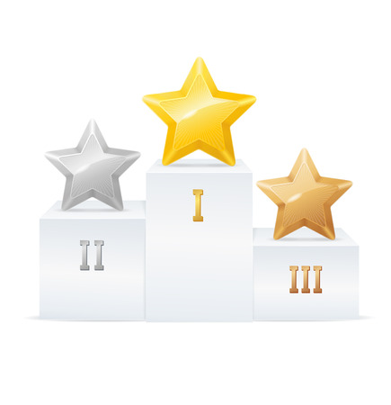 Pedestal Star Award Set with Number.のイラスト素材