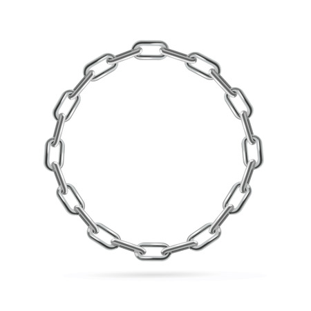 Silver Chain Frame Round. Place for Text. Vector illustrationのイラスト素材