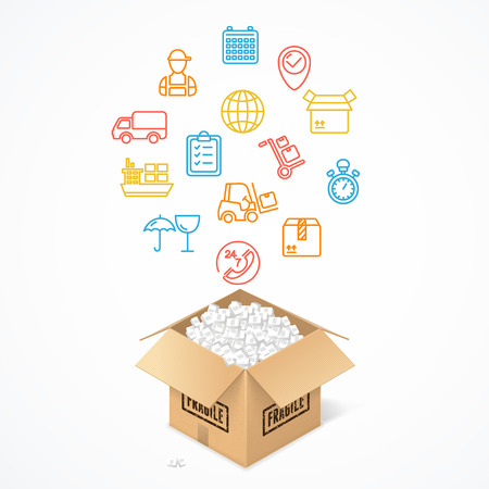 Delivery Concept. Transport and Packaging. Vector illustrationのイラスト素材