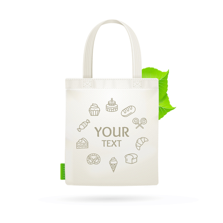 Eco Fabric Cloth Bag Tote With Space For Your Text. Vector illustrationのイラスト素材