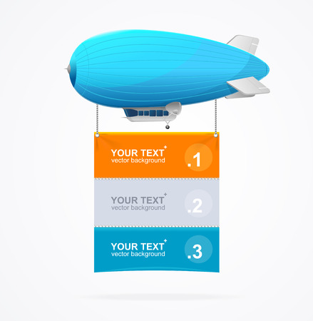 Blue Dirigible Menu Concept for Your Business. Vector illustrationのイラスト素材