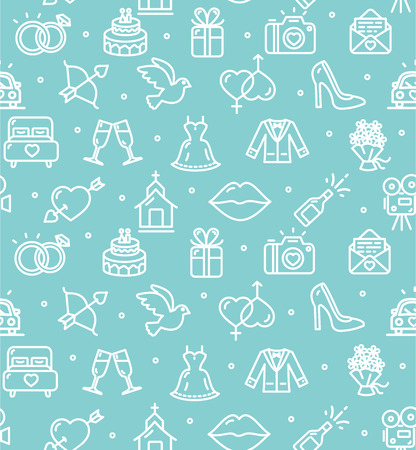 Wedding Background Pattern on Blue. Vector illustrationのイラスト素材