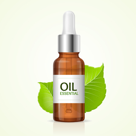 Aromatherapy Concept with Green Leaves. Vector illustrationのイラスト素材