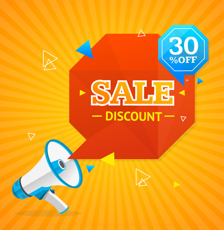 Big Sale Label with a Megaphone. Discount. Vector illustrationのイラスト素材