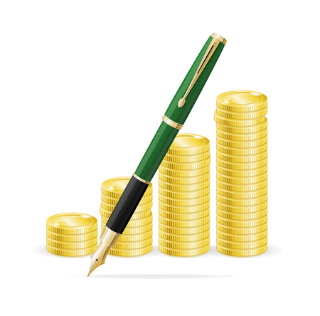 Money and Pen Business Concept. Vector illustrationのイラスト素材