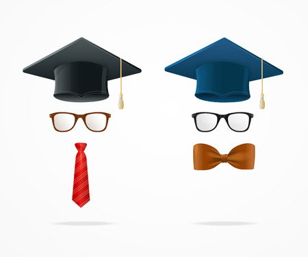 Professor Graduated Geek Sign Avatar Isolated on White Background. Vector illustrationのイラスト素材