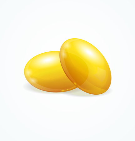 Fish Oil Supplement Capsule Isolated on White Background. Healthy Dietary Product. Vector illustrationのイラスト素材