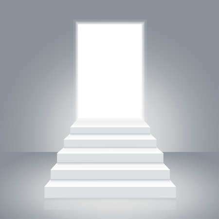 White Staircase to Open Door. Concept Of Hope. Vector illustrationのイラスト素材