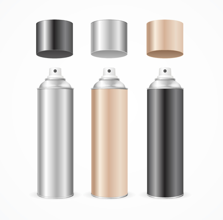 Aluminium Spray Can Template Blank Color Set. Vector illustrationのイラスト素材