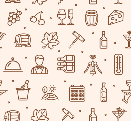 Wine Making Drink Background Pattern. Vector illustrationのイラスト素材
