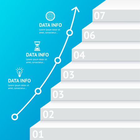 Stairs Step Banner Infographic Template. Growth and Business Development. Vector illustrationのイラスト素材