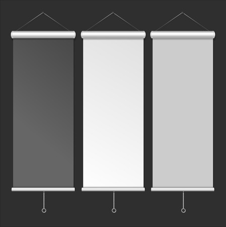 Blank Roll Up Banner Template. White, Grey and Black Color. Vector illustrationのイラスト素材