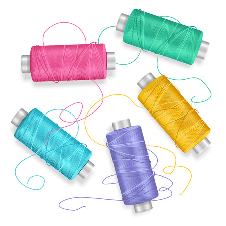 Thread Spool Set Background for Needlework and Needlecraft. Vector illustrationのイラスト素材