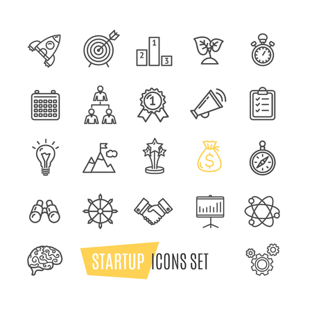 Start Up Motivation Brainstorming Icon Set Pixel Perfect Art. Material Design. Vector illustrationのイラスト素材