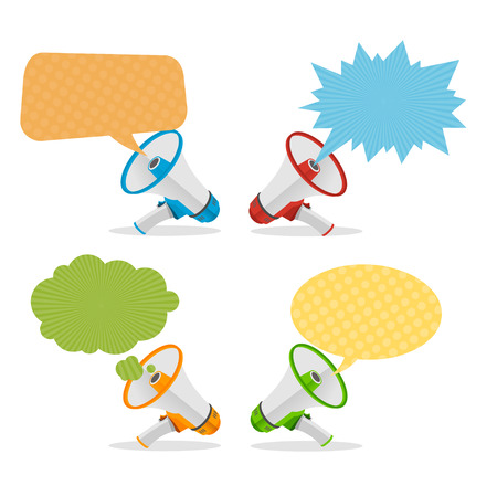 Megaphone Banners Bubbles Speech. Pop Art Style. Vector illustrationのイラスト素材