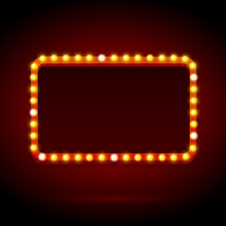 Light Bulbs Vintage Neon Glow Banner Frame.のイラスト素材