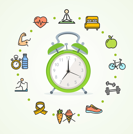 Daily Routines Fittness Concept Healthy Life. Vectorのイラスト素材