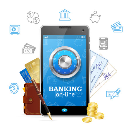 Banking Online Concept Mobile Phone App. Vectorのイラスト素材