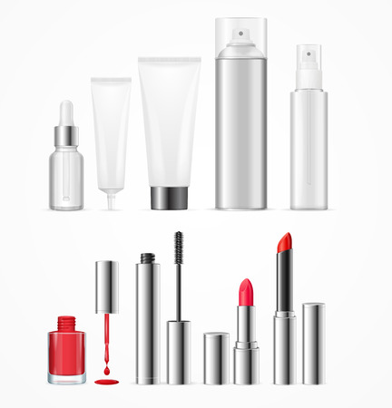 Realistic Beauty Template Bottles Set. Vectorのイラスト素材