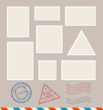 Empty Template Blank Postage Stamps Set. Vectorのイラスト素材