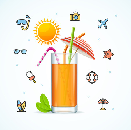 Hello Summer Concept Vacation on Beach. Vectorのイラスト素材