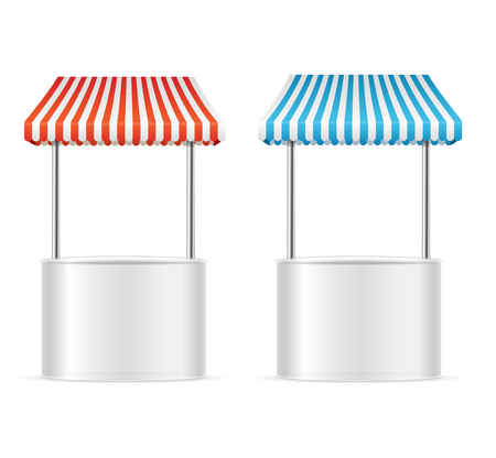 Realistic Template Blank White Street Fast Food Market Table Set. Vectorの写真素材