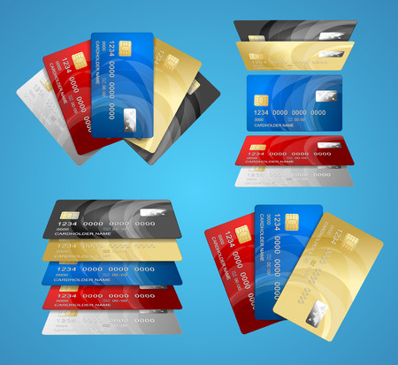 Credit Plastic Card Set. Vectorのイラスト素材