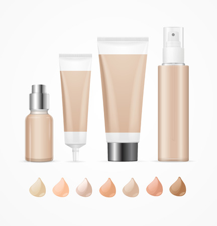 Realistic Empty Template Foundation Cream Package Set. Vectorのイラスト素材